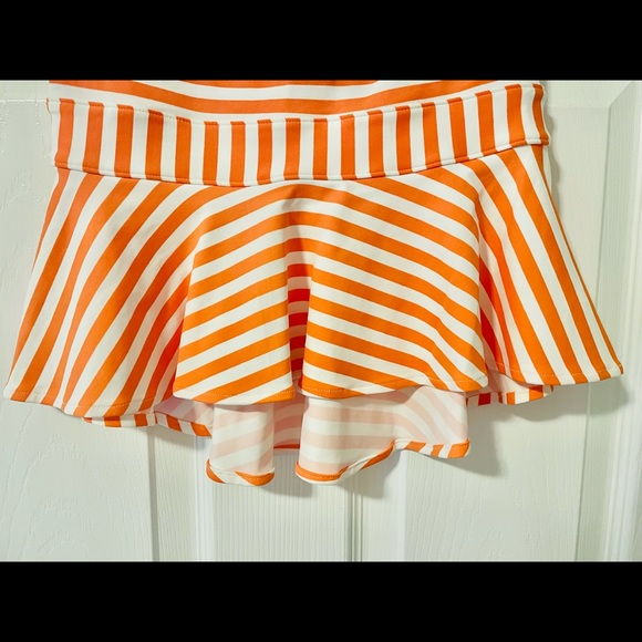 NWOT BEBE Orange&White Stripes Peplum Tank Top S/P - Picture 4 of 6